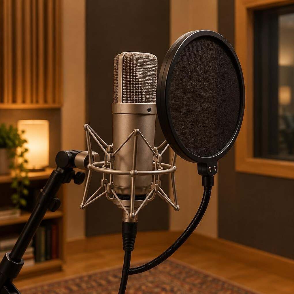 Studio microphone with pop filter